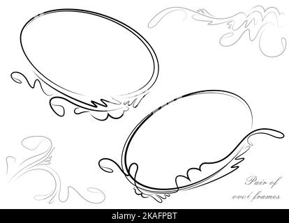Beautiful collection of oval frames. Vector Stock Photo