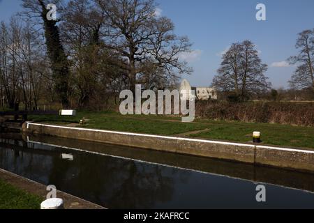 newark lock and priory river wey navigation pyrford surrey england Stock Photo