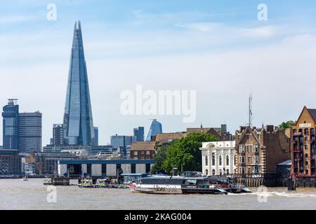 The Shard Building across the River Thames from Rotherhithe, The London Borough of Southwark, Greater London, England, United Kingdom Stock Photo