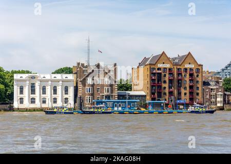 Metropolitan Police Marine Policing Unit on River Thames, Wapping, The London Borough of Tower Hamlets, Greater London, England, United Kingdom Stock Photo