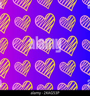 A seamless pattern of scribbled hearts on a white background, perfect for overlays and wallpapers Stock Vector