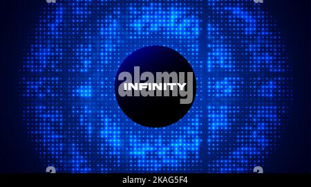Digital Circles of Particles. Sound Wave. Big Data. Circular blue glowing points background with place for text. Stock Vector