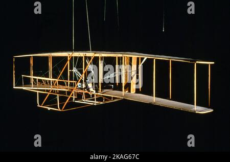 Wright 1903 Flyer Hanging in the Milestone Of Flight Gallery in National Air and Space Museum of the Smithsonian Institution  Washington USA Stock Photo