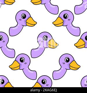 An editable seamless pattern background with duck head illustrations Stock Vector