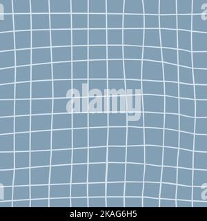 Blue checkered line vector pattern. Hand draw tablecloth texture. Stock Vector