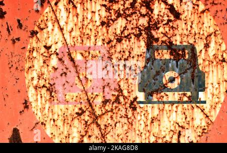 vintage rusting aage patinated road sign Stock Photo