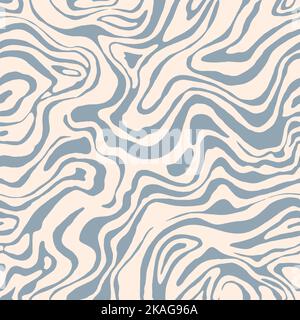 Wavy swirl vector seamless pattern Hand drawn 1970 vector illustration. Stock Vector