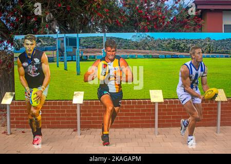 Figurines honouring local players from Northampton who went on the be AFL footballers Stock Photo