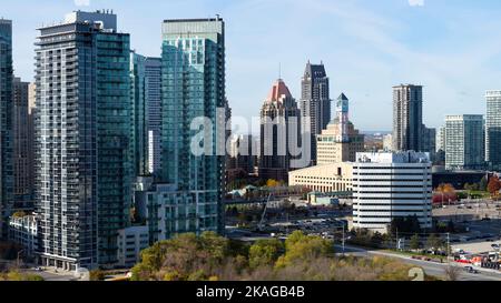 Mississauga skyline, modern high rise towers, Mississauga, Ontario, Canada Stock Photo