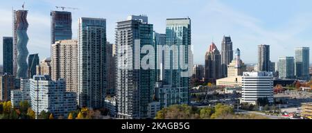 Mississauga downtown skyline, modern high rise towers, Mississauga, Ontario, Canada Stock Photo