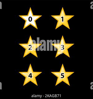 Simple Stars Rating. Yellow Shapes on Black Background Stock Vector