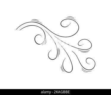 Hand drawn swirls icon. Air flow or wind blow effect in doodle style. Sketch of gust, smoke, dust isolated on white background. Vector linear illustration. Stock Vector