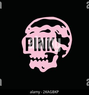 Pink skull vector T shirt design. Editable text. Editable color. Download it Now Stock Vector