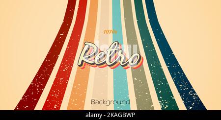Retro style background with colorful lines and grunge texture vintage design Stock Vector