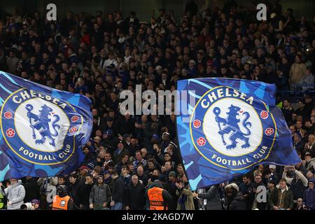 London, Croatia. 02nd Nov, 2022. LONDON, ENGLAND - NOVEMBER 02: Chelsea fans during the UEFA Champions League group E match between Chelsea FC and Dinamo Zagreb at Stamford Bridge on November 2, 2022 in London, United Kingdom. Photo: Luka Stanzl/PIXSELL Credit: Pixsell photo & video agency/Alamy Live News Stock Photo