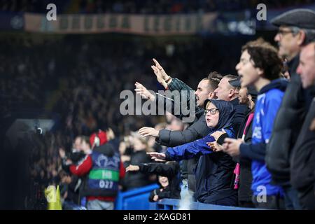 London, Croatia. 02nd Nov, 2022. LONDON, ENGLAND - NOVEMBER 02: Chelsea fans during the UEFA Champions League group E match between Chelsea FC and Dinamo Zagreb at Stamford Bridge on November 2, 2022 in London, United Kingdom. Photo: Luka Stanzl/PIXSELL Credit: Pixsell photo & video agency/Alamy Live News Stock Photo