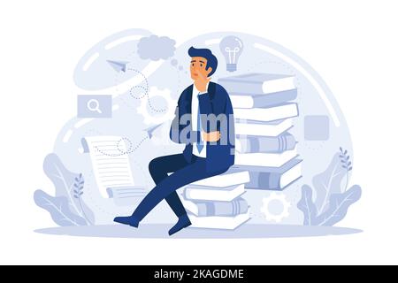 Brain activity abstract concept vector illustration set. Thinking and imagination, problem solving, brainstorming, idea and fantasy, motivation and in Stock Vector