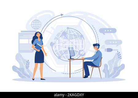 Hexagonal carbon atom grid properties. Innovative computation software. Laser technologies, graphene technologies, quantum computing metaphors. Stock Vector