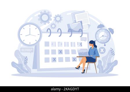 Deadline abstract concept vector illustration. Project management, work time limit, task due dates, deadline reminder, study assignments accomplishmen Stock Vector