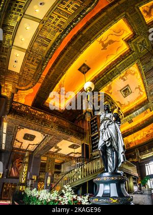 Interior view of Parkview Square. It is an office building located in the Downtown Core, Central Region, Singapore. Stock Photo