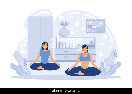 Yoga school abstract concept vector illustration. Yoga and fitness studio, meditation practice school, certified instructor, class level, buy subscrip Stock Vector