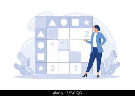 DSM Design structure matrix. Management of complex systems and projects. Optimization of work processes. Time planning organization and control flat v Stock Vector