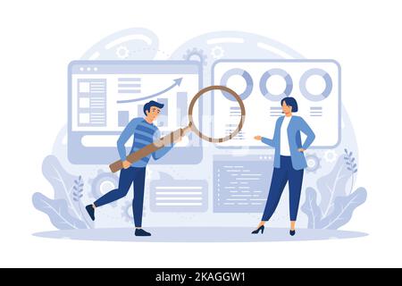 digital auditing, business plan, finance management, digital sales, revenue flat vector modern illustration Stock Vector