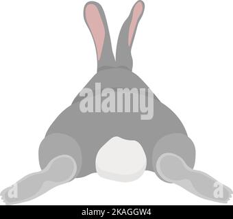 The gray rabbit sits. Back view. Vector. Stock Vector