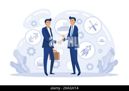 Business meeting successful teamwork metaphor. Employee centric and partner-centric business, collaborating, brainstorming, discussion idea. Partner s Stock Vector
