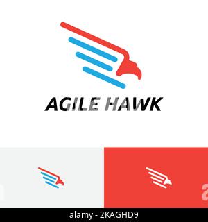 Agile Hawk Eagle Bird Fly Speed Wing Simple Logo Stock Vector