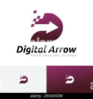 D Letter Digital Arrow Modern Technology Internet Logo Stock Vector