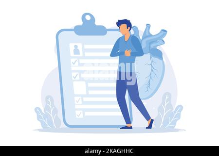 Medical insurance, life assurance. Cardiac arrest, heart stop, heartache idea design element. Health protection contract, arrhythmia diagnosis. flat v Stock Vector