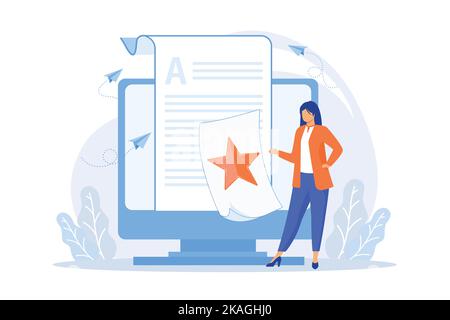 Article evaluation, editing. Internet blogging, content management, search engine optimization. SEO marketing, copywriting idea design element Stock Vector