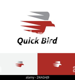 Quick Bird Fast Rapid Eagle Flying Wings Logo Stock Vector