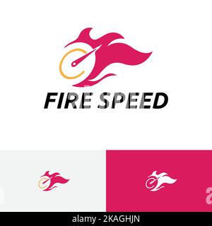 Fire Speed Flame Fast Rapid Hot Burn Auto Logo Stock Vector