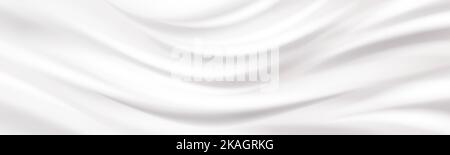 Texture of white cosmetic cream, sunscreen, milk or yogurt surface with ripple and waves. Abstract background with liquid dairy product splash or smooth satin drapery, vector realistic illustration Stock Vector