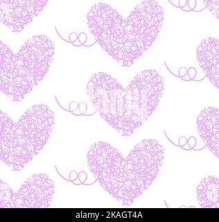 Hearts tied from threads, seamless vector pattern Stock Vector