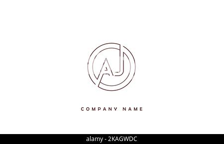 AJ, JA Abstract Letters Logo Monogram Stock Vector