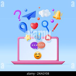 3D Social Media Concept Isolated. Stock Vector