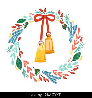 Christmas holly berry branches and bow isolated - vector, Stock vector