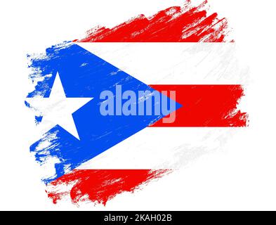 Puerto rico flag with painted grunge brush stroke effect on white ...