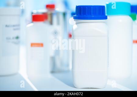 Plastic container for storing chemicals and food additives Stock Photo