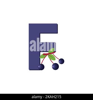 Farkleberry Fruit Alphabet. Clip Art Vector, Illustration for kids. Letter F Stock Vector