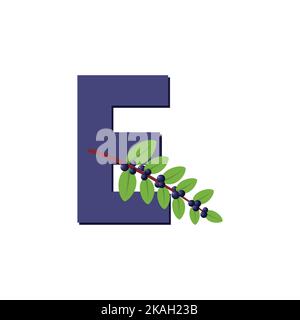 Evergreen Huckleberry, Fruit Alphabet, Clip Art Vector, Illustration for kids, Letter E Stock Vector