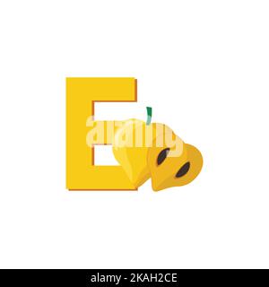 Alphabet Fruits Egg Fruit, Clip Art Vector, Illustration for kids, Letter E Stock Vector
