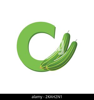 Cucumbers, Fruit Alphabet, Clip Art Vector, Illustration for kids, Letter C Stock Vector