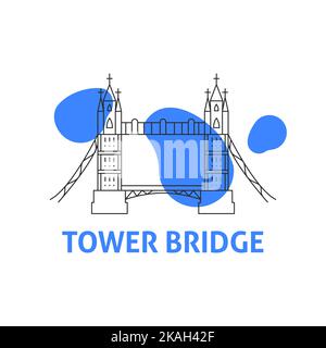 Tower Bridge Line Concept Stock Vector