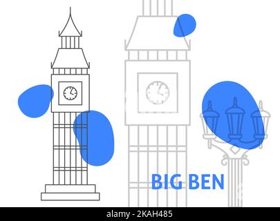 Big Ben Line Banner Stock Vector