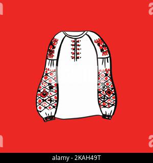 Woman Ukraine Embroidery Shirt Stock Vector