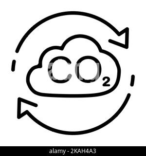 CO2 line icon with arrows Carbon dioxide emissions Stock Vector